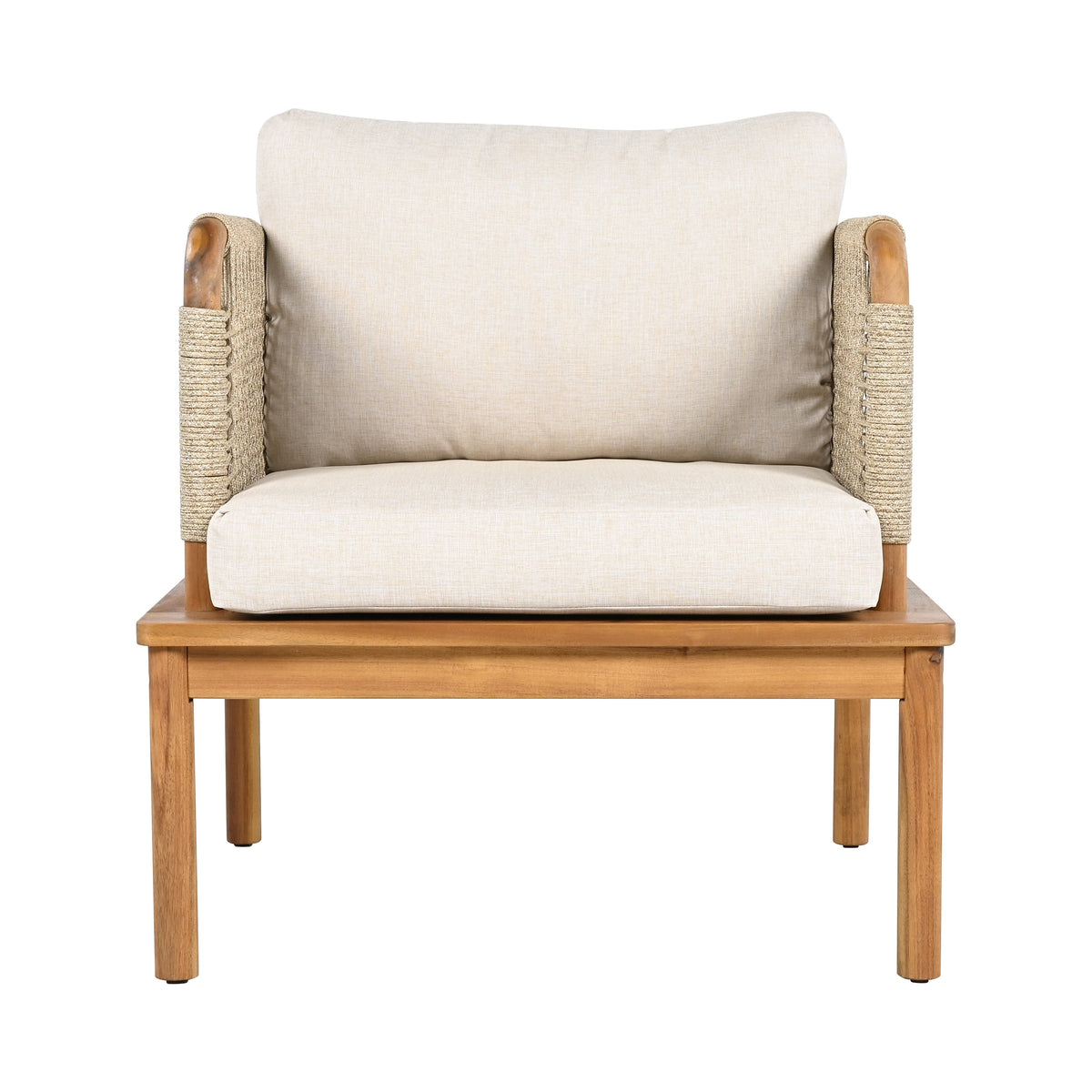 Outdoor 5-Piece Acacia Wood and Rope Patio Sofa Set