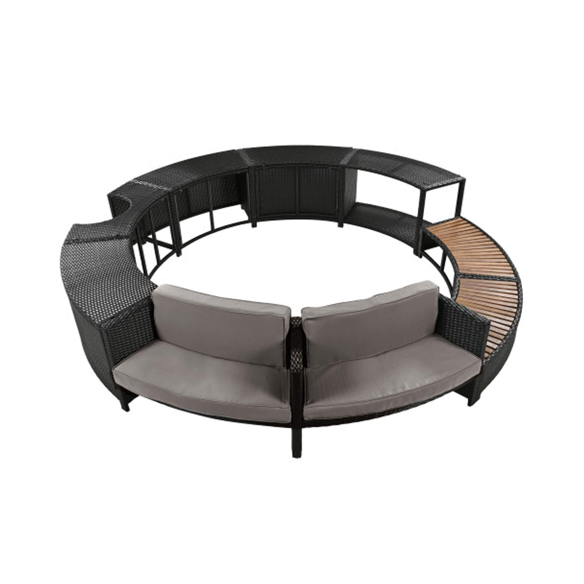 Alora Large Premium Surround Spa Patio Rattan Sofa Set With Storage Compartments And Cushions (SAK75629)