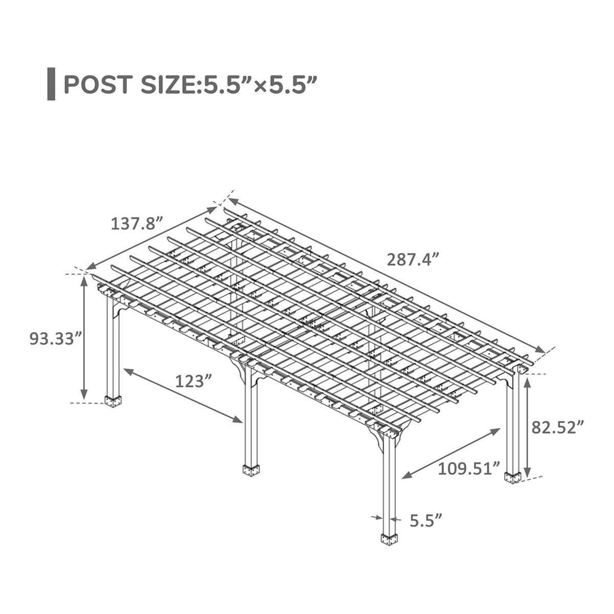 Alora Premium Outdoor Cedar Wood Pergola With Slatted Roof (SAK87024)
