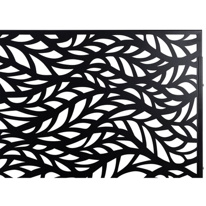 Outdoor & Indoor Privacy Screen Metal Privacy Screen, Freestanding Decorative Privacy Screen For Deck Balcony Patio - Black