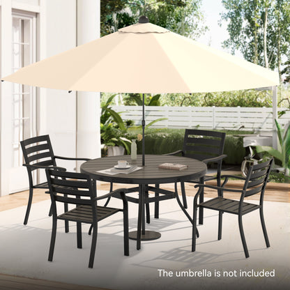 5 Pieces Outdoor Patio Dining Set with Stackable Metal Chairs and Round Table