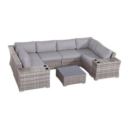 4 Person Patio Seating Set With Cushions, All Weather - Gray
