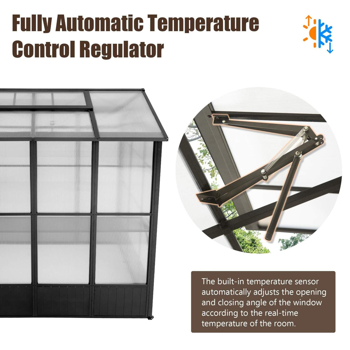 [06X08FT] Heavy-Duty Outdoor Polycarbonate Greenhouse With Fully Automatic Temperature Control Vent (SAK51892)