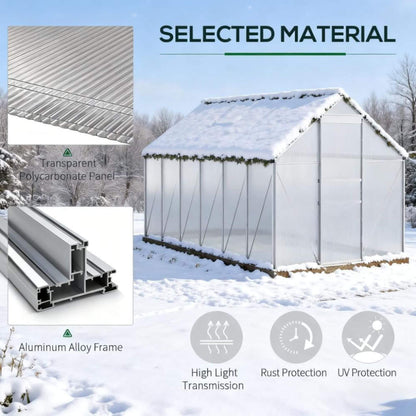 [06X12FT] Heavy-Duty Aluminum Walk-In Greenhouse With Rooftop Vent And Sliding Door (SAK69048)