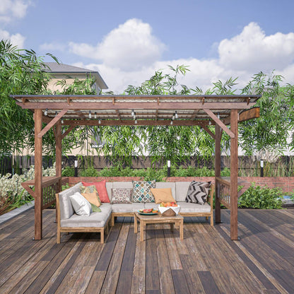 [06X13FT] Alora Durable Outdoor Hardtop BBQ Grill Shelter Gazebo With Shelves (SAK65420)