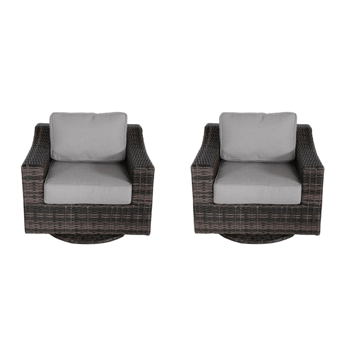 Outdoor Swivel Patio Chair With Cushions (Set of 2) - Brown