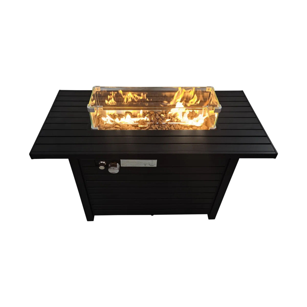 Propane Fire Pit Table With Cover - Black