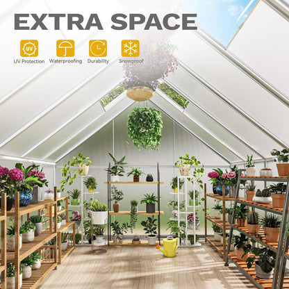 [10X12FT] Large Polycarbonate Walk-In Garden Greenhouse With Vent Window, 4MM (SAK71528)