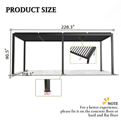[10X19FT] Alora Premium Powder-Coated Aluminum Pergola With Adjustable Louvers (SAK78345)