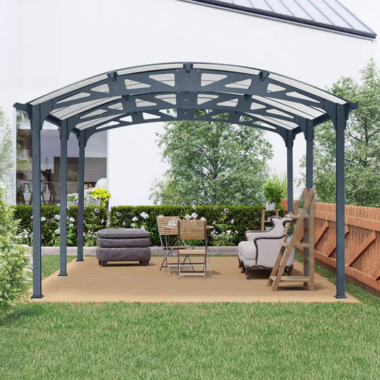 [12X16FT] Alora Large Outdoor Aluminum Arch Carport With Polycarbonate Panels (SAK65820)