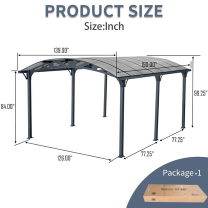 [12X16FT] Alora Large Outdoor Aluminum Arch Carport With Polycarbonate Panels (SAK65820)