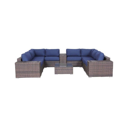 Modern Patio Rattan Sectional Set With Cushions