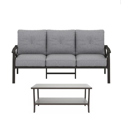 2 Piece Outdoor Patio Set, 70” All-Weather Metal 3-Seat Sofa