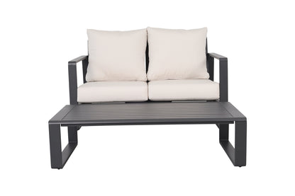 Double Sofa + Rectangular Coffee Table Set, Milky