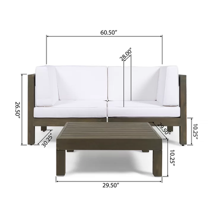 Brava X-Back 2 Seater Sectional Loveseat with Coffee Table