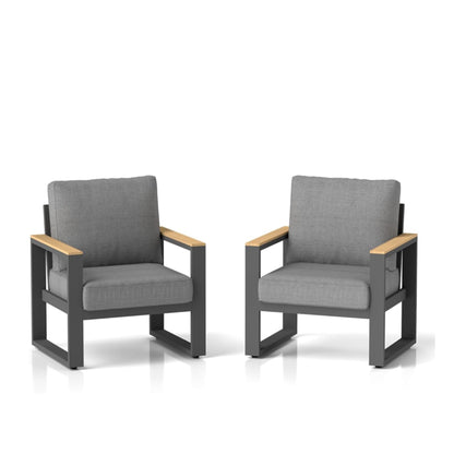 Set of 2 26.6" All-Weather Aluminum Patio Armchairs