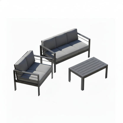3-Piece Modern Aluminum Patio Conversation Set
