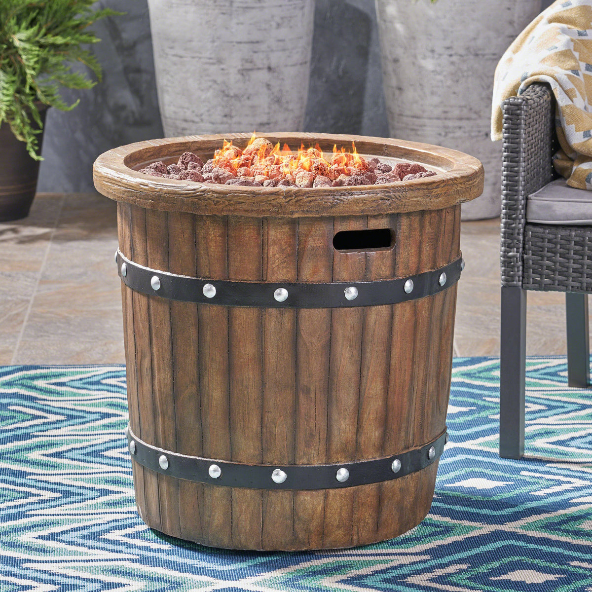 Alora 25-Inch Round 40K BTU Liquid Propance Concrete Fire Pit (SAK88764)