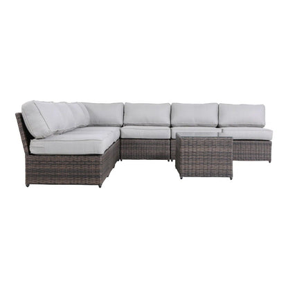 Comfortable Modern Patio Rattan Sectional Set With Cushions