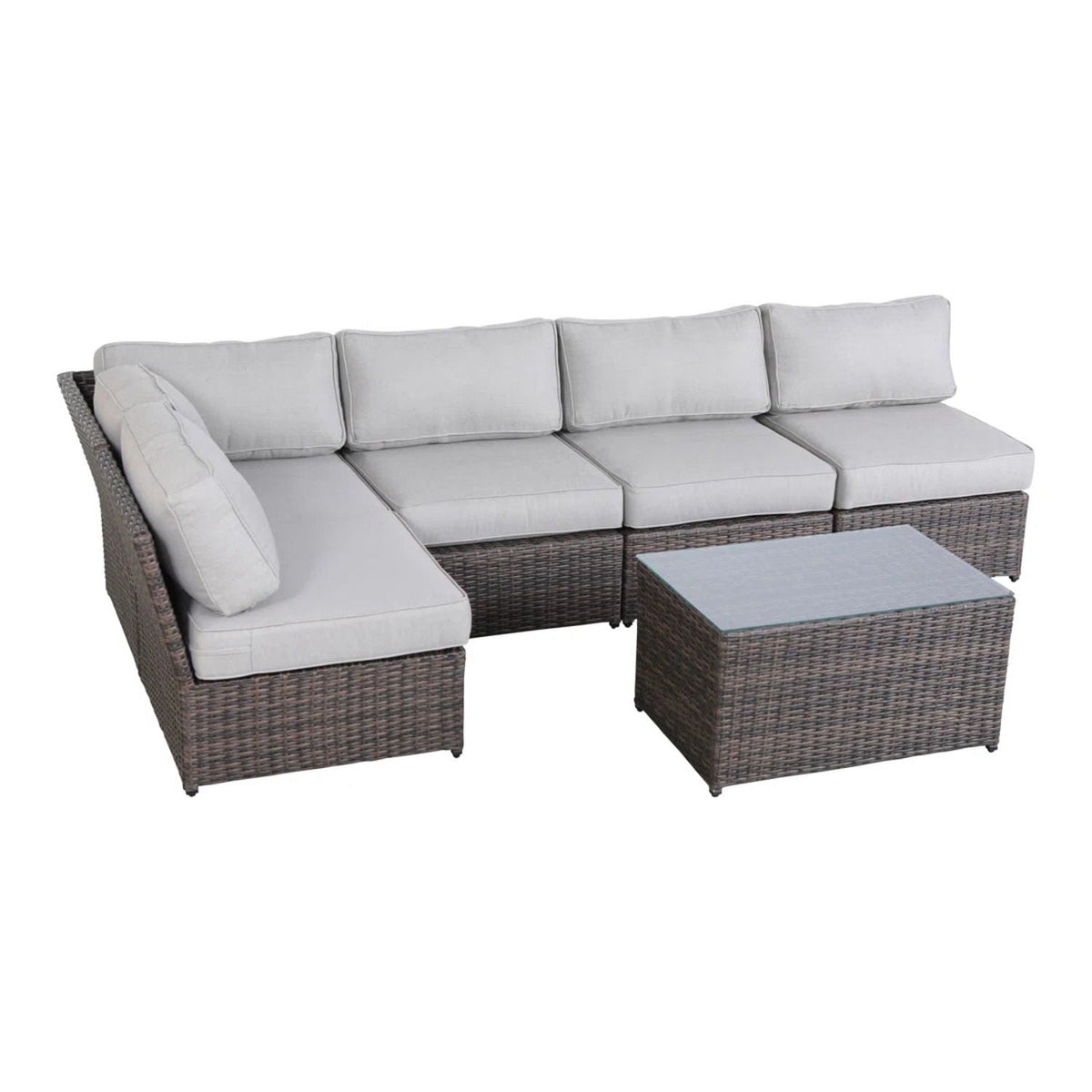 Comfortable Modern Patio Rattan Sectional Set With Cushions