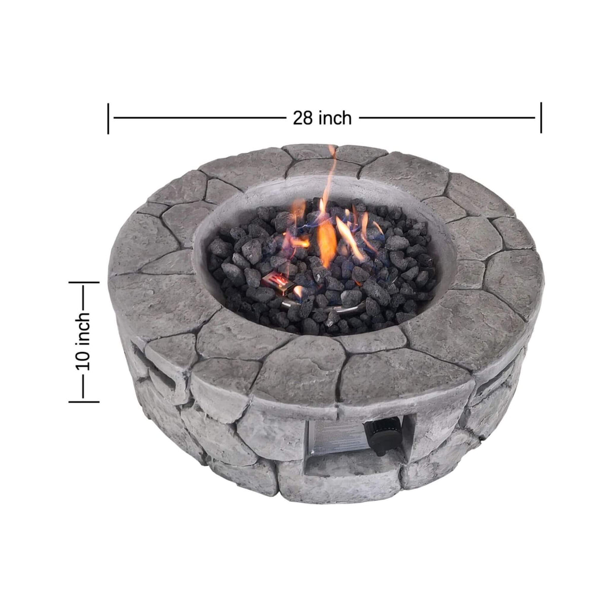 Alora 28-Inch Stone Gray Outdoor Fiber Reinforced Concrete Propane Fire Pit (SAK16725)