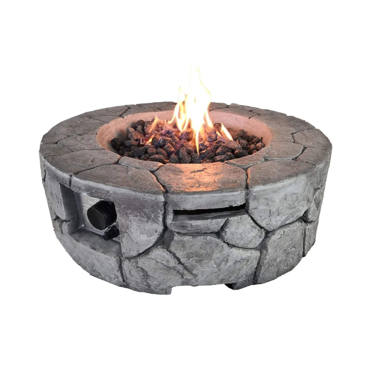 Alora 28-Inch Stone Gray Outdoor Fiber Reinforced Concrete Propane Fire Pit (SAK16725)