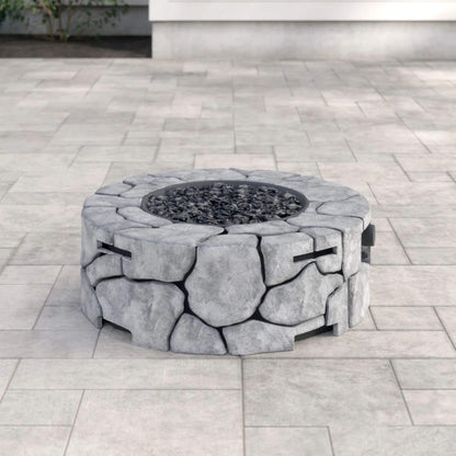 Alora 28-Inch Stone Gray Outdoor Fiber Reinforced Concrete Propane Fire Pit (SAK16725)