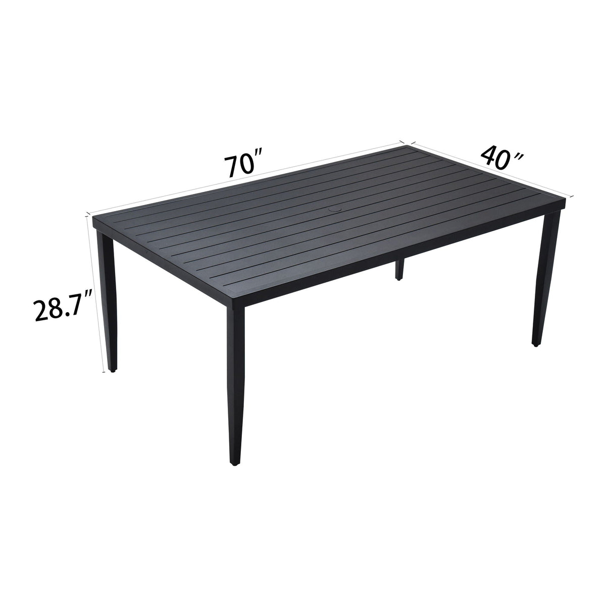 Outdoor Patio Dining Table With Tapered Feet & Umbrella Hole