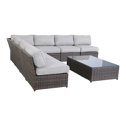 Comfortable Modern Patio Rattan Sectional Set With Cushions