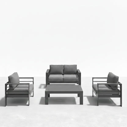 4-Piece Modern Aluminum Patio Conversation Set
