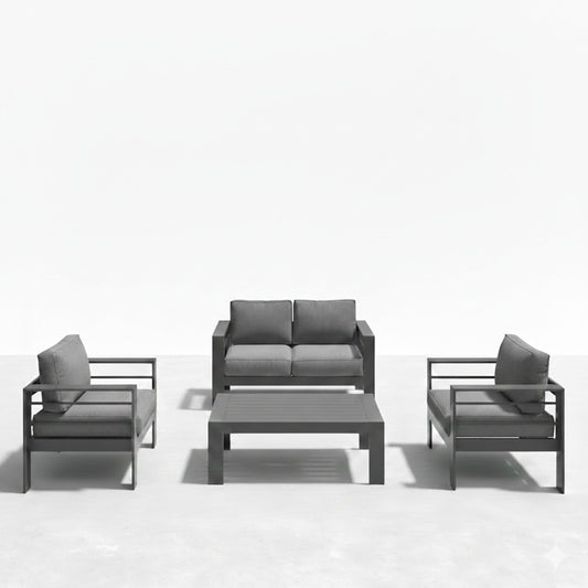 4-Piece Modern Aluminum Patio Conversation Set