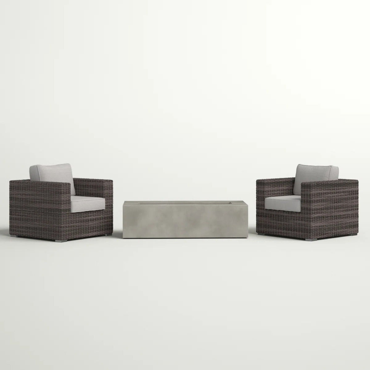 Outdoor Rattan Wicker Seating Set With Cushions 2 Person Patio Furniture - Espresso / Gray