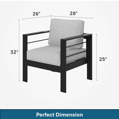 2-Pack 28" All-Weather Aluminum Patio Armchairs
