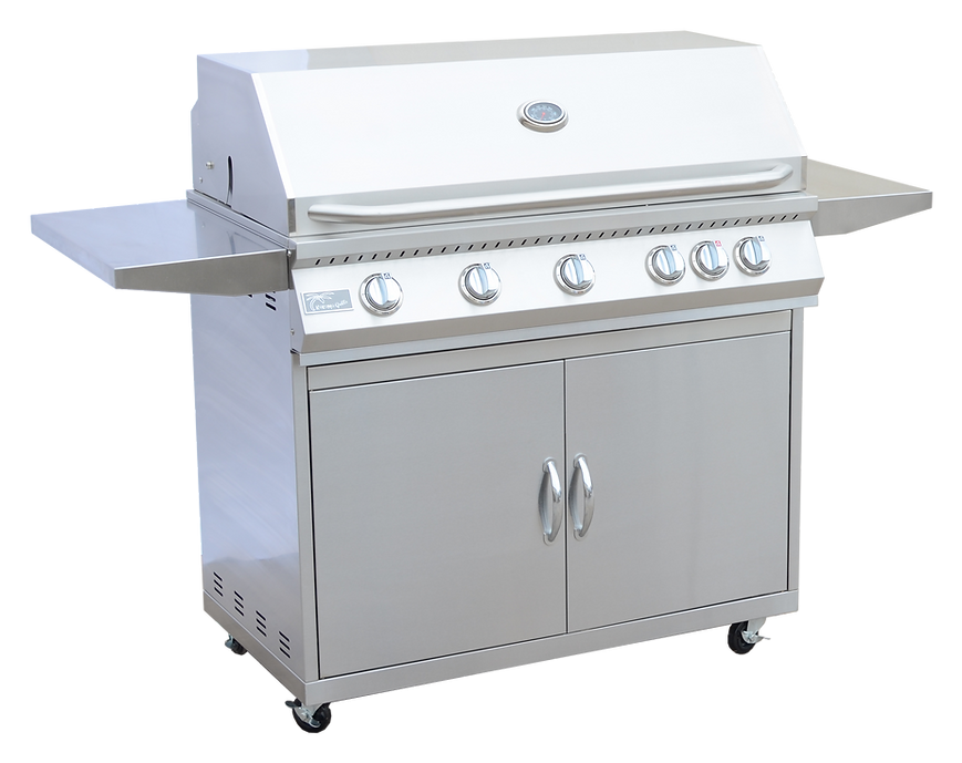 KoKoMo BBQ Grill Classic 40” 5-Burner Freestanding with Cart - 304 Stainless Steel