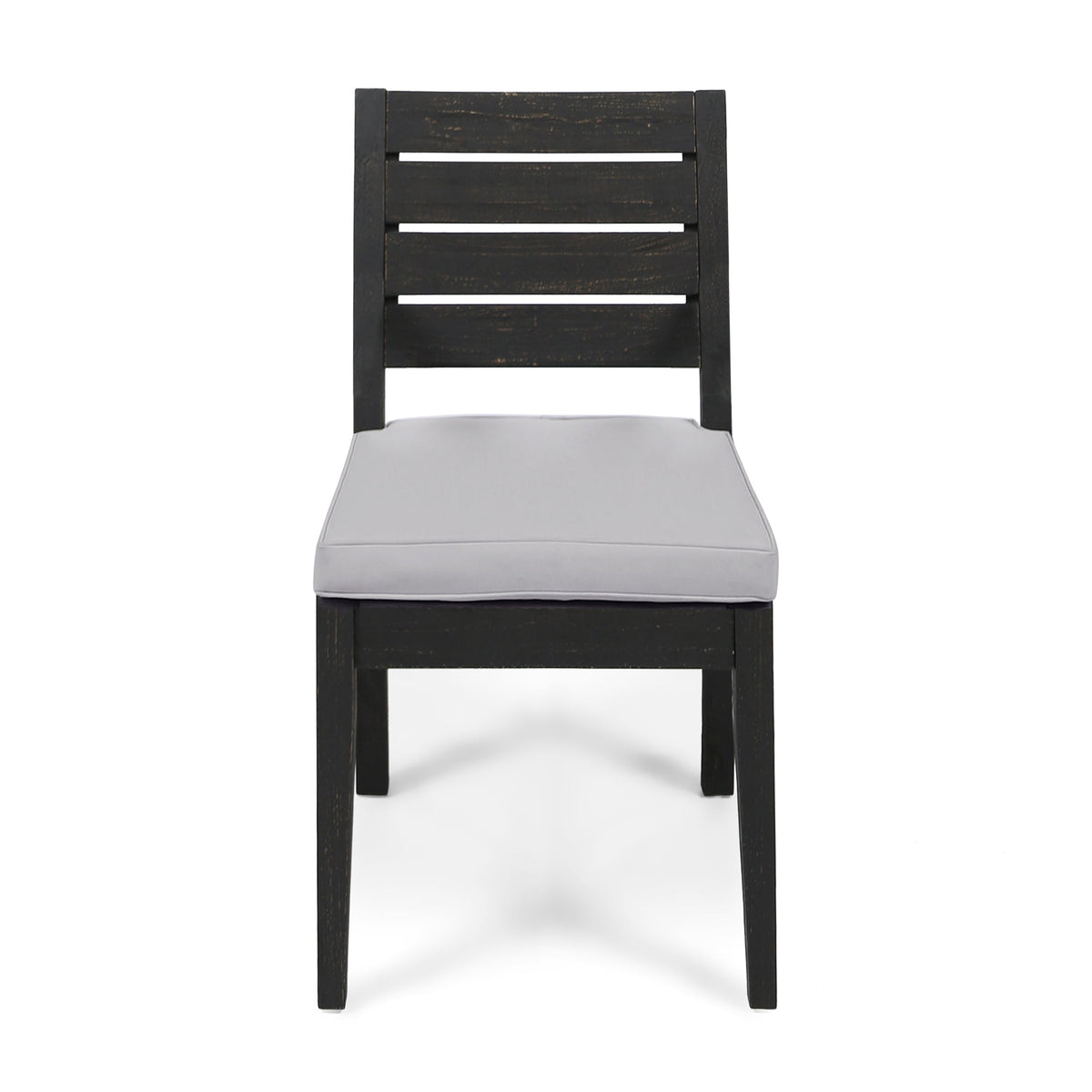 Outdoor Acacia Wood Armless Dining Chair with Cushions (Set of 2)