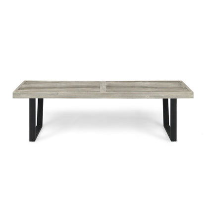 Metal/Solid Wood Outdoor Bench