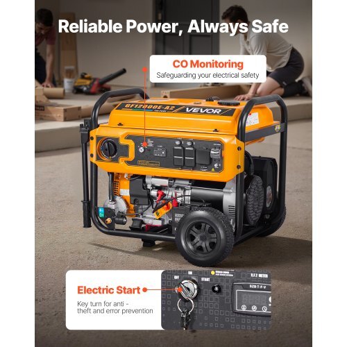 Portable Generator, Gasoline 13500W Peak Watt, LPG 12000W Peak Watt & Natural Gas 11000W Peak Watt Tri-Fuel Generator, Home Backup Generators with Electric Start, Gas, LPG & Natural Gas Powered