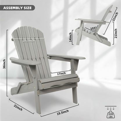 Lounge Patio Chair For Garden Outdoor Wooden Folding Adirondack Chair (Set of 2) Solid Cedar Wood Lounge Patio Chair For Garden