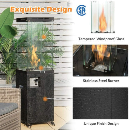 41K BTU Outdoor Propane Gas Patio Heater W/ Lockable Wheels (SAK98052)