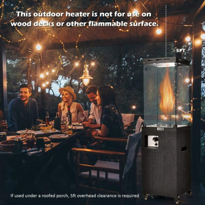 41K BTU Outdoor Propane Gas Patio Heater W/ Lockable Wheels (SAK98052)