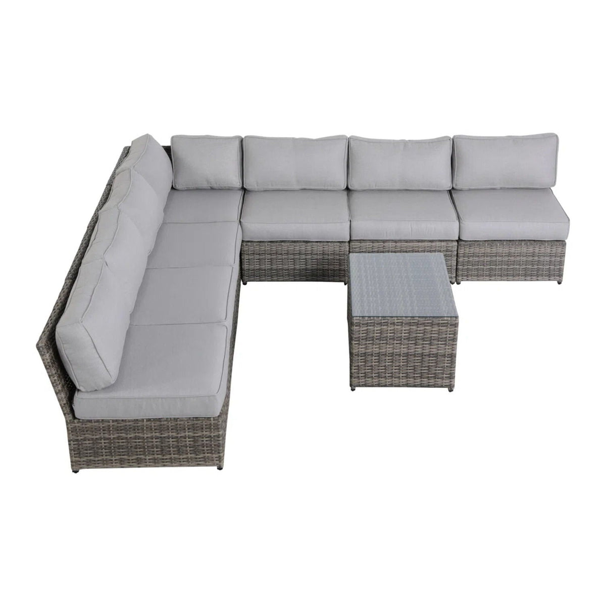 Comfortable Modern Patio Rattan Sectional Set With Cushions