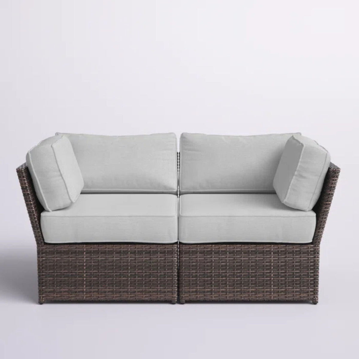 Outdoor Wicker Loveseat With Cushions Patio Seating Wicker - Brown