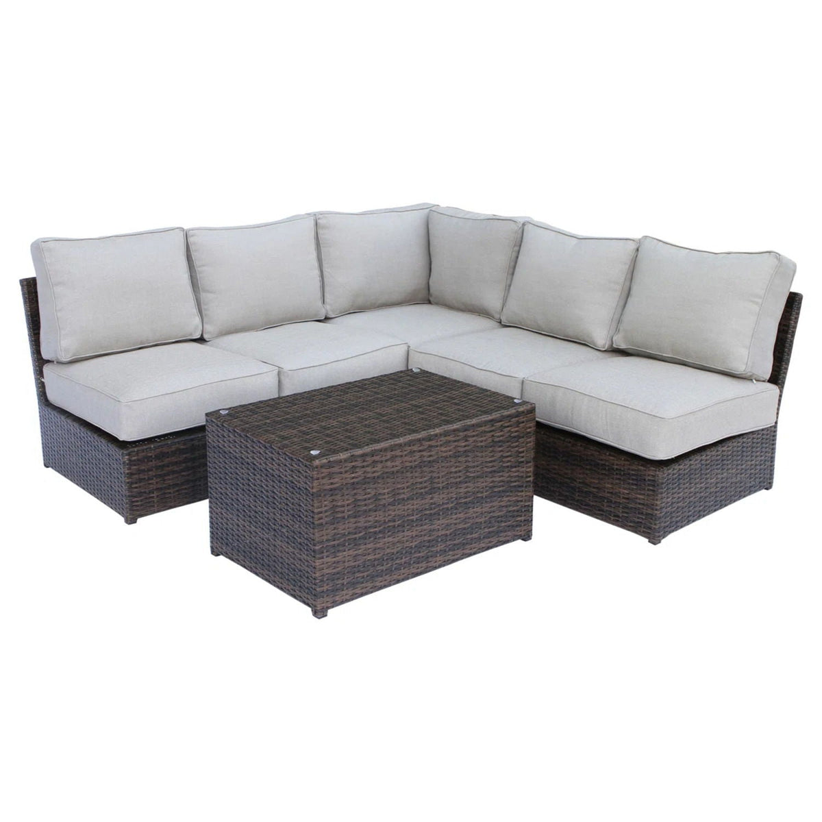 Comfortable Modern Patio Rattan Sectional Set With Cushions