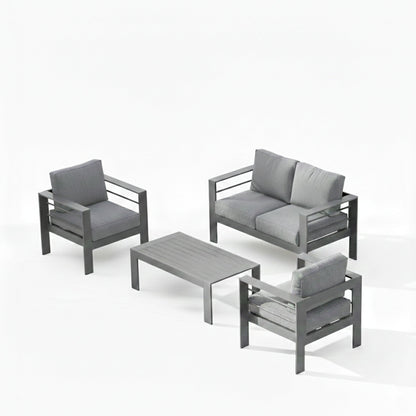 4-Piece Modern Aluminum Patio Conversation Set