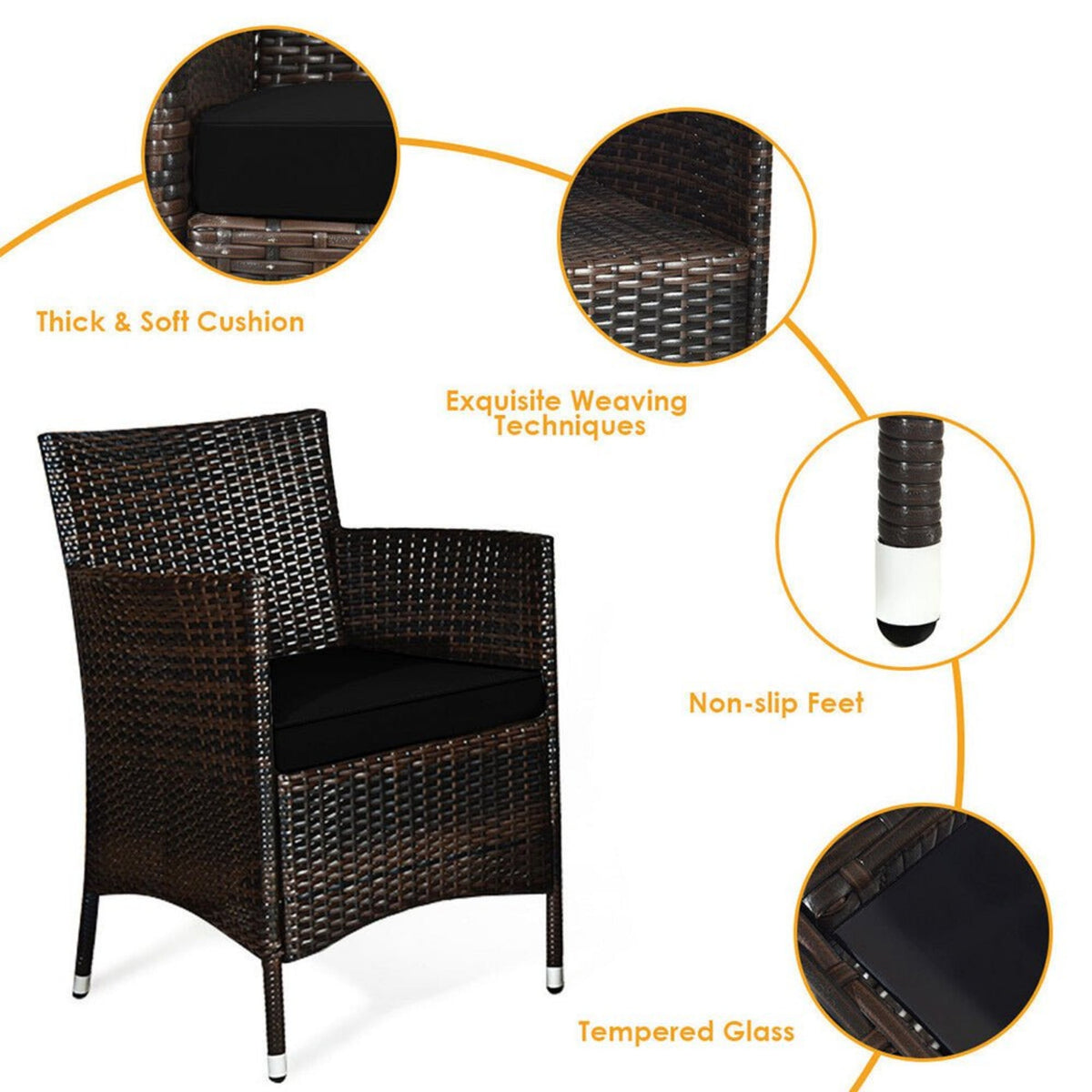 Alora 4-Piece Outdoor Rattan Patio Furniture Set With Cushions & Coffee Table (SAK75463)