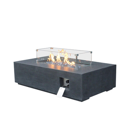 Alora 52" Outdoor Concrete Liquid Propane Rectangular Fire Pit Table (SAK84314)