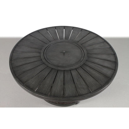 Patio Seating Group For 4 With Cushions And Fire Pit Table - Brown