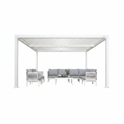 Louvered Pergola Modern White Pergola with Adjustable Roof for Deck Backyard Garden