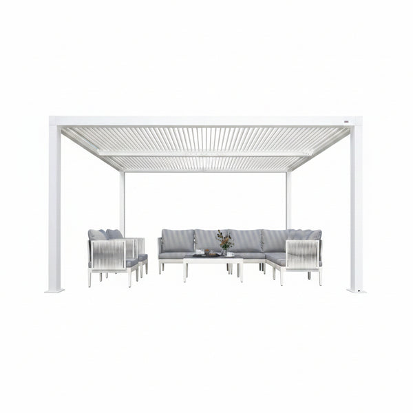 Louvered Pergola Modern White Pergola with Adjustable Roof for Deck Backyard Garden