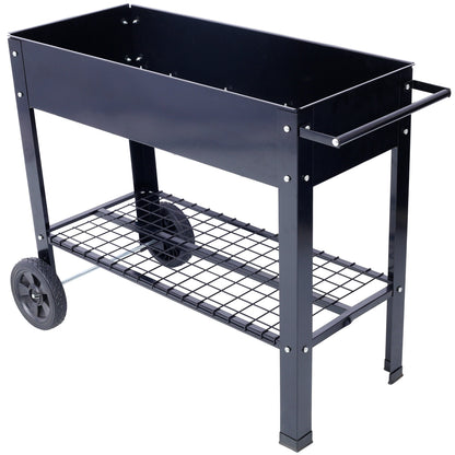 Elevated Mobile Raised Ergonomic Metal Planter Garden Bed